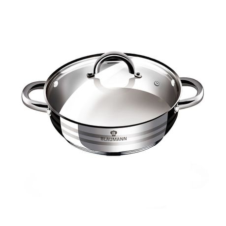 Blaumann 28cm Stainless Steel Shallow Pot - Gourmet Line
