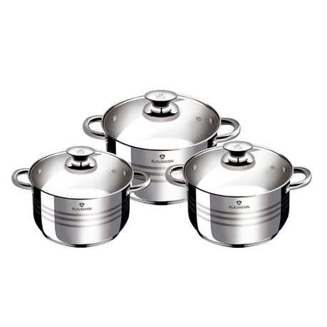 Blaumann 6-Piece Stainless Steel Cookware Set - Gourmet Line
