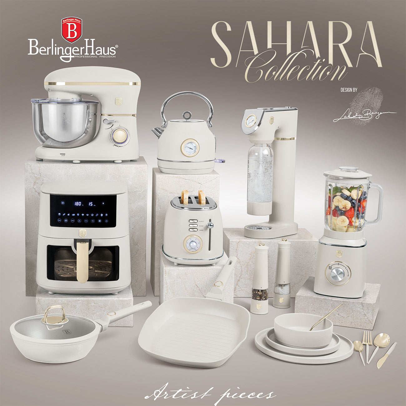 Berlinger Haus 4-Piece Canister Set with Bread Box - Sahara