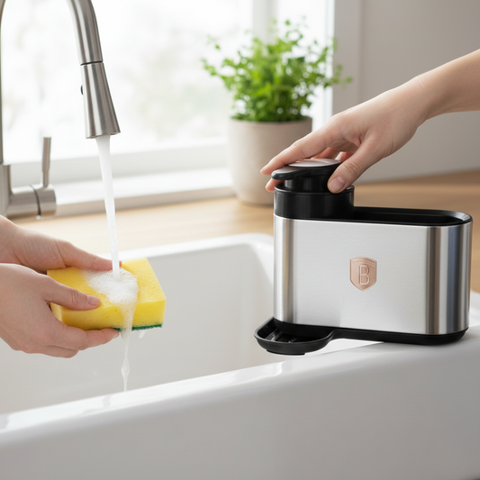 Berlinger Haus Soap Dispenser with Sponge Holder – Black Rose