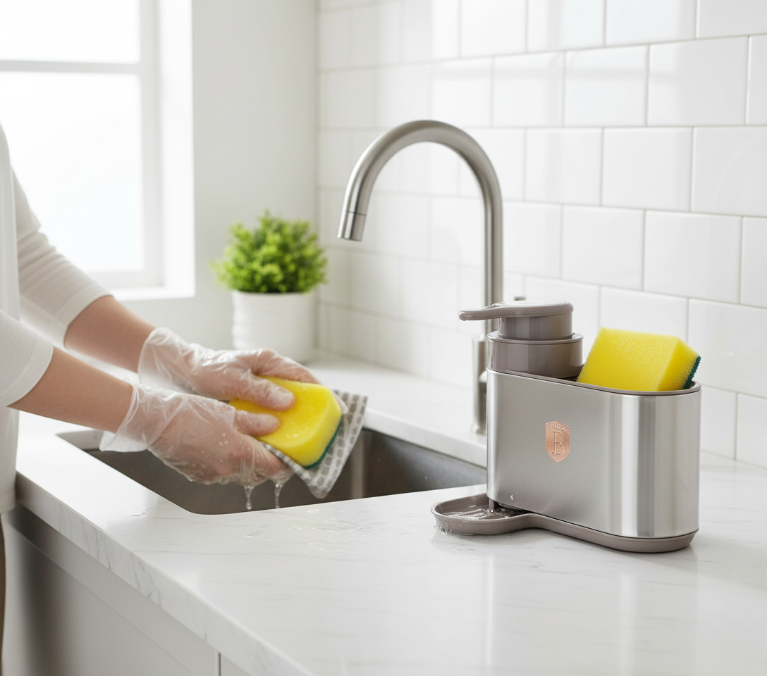 Berlinger Haus Soap Dispenser with Sponge Holder – Taupe