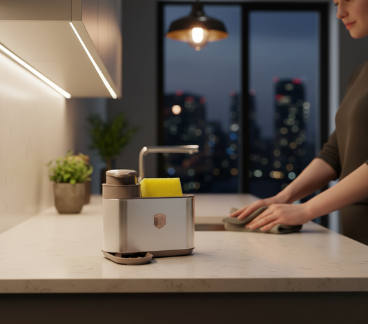 Berlinger Haus Soap Dispenser with Sponge Holder – Taupe