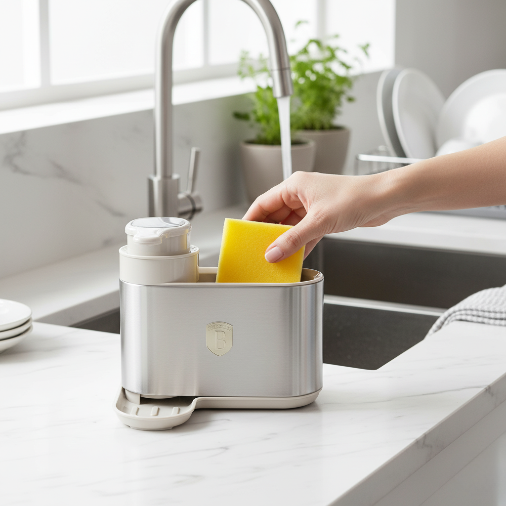 Berlinger Haus Soap Dispenser with Sponge Holder – Sahara