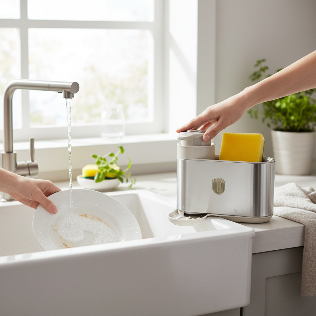 Berlinger Haus Soap Dispenser with Sponge Holder – Sahara