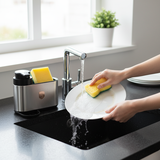 Berlinger Haus Soap Dispenser with Sponge Holder – Black Rose