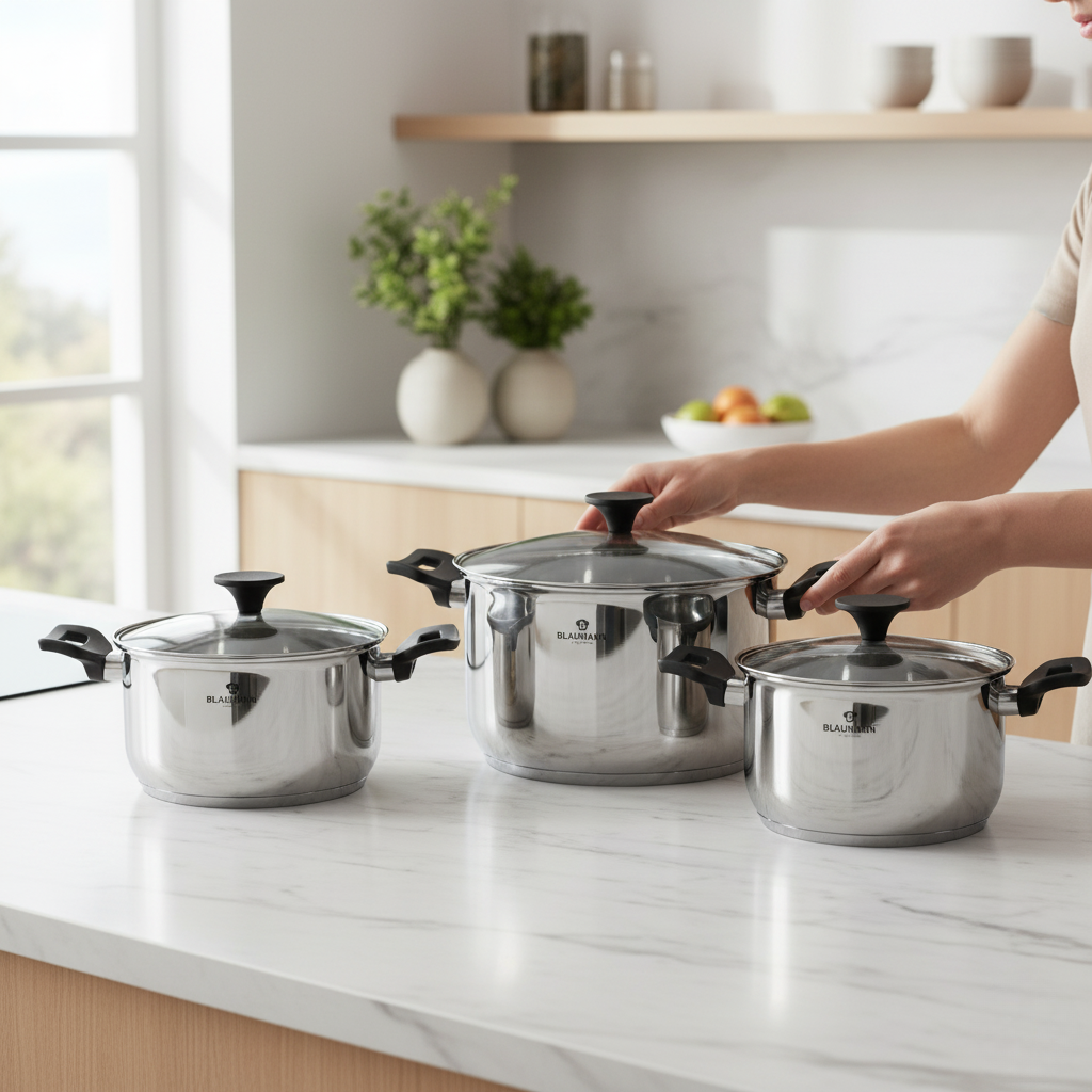 Blaumann 6-Piece Stainless Steel Cookware Set - Gourmet Line