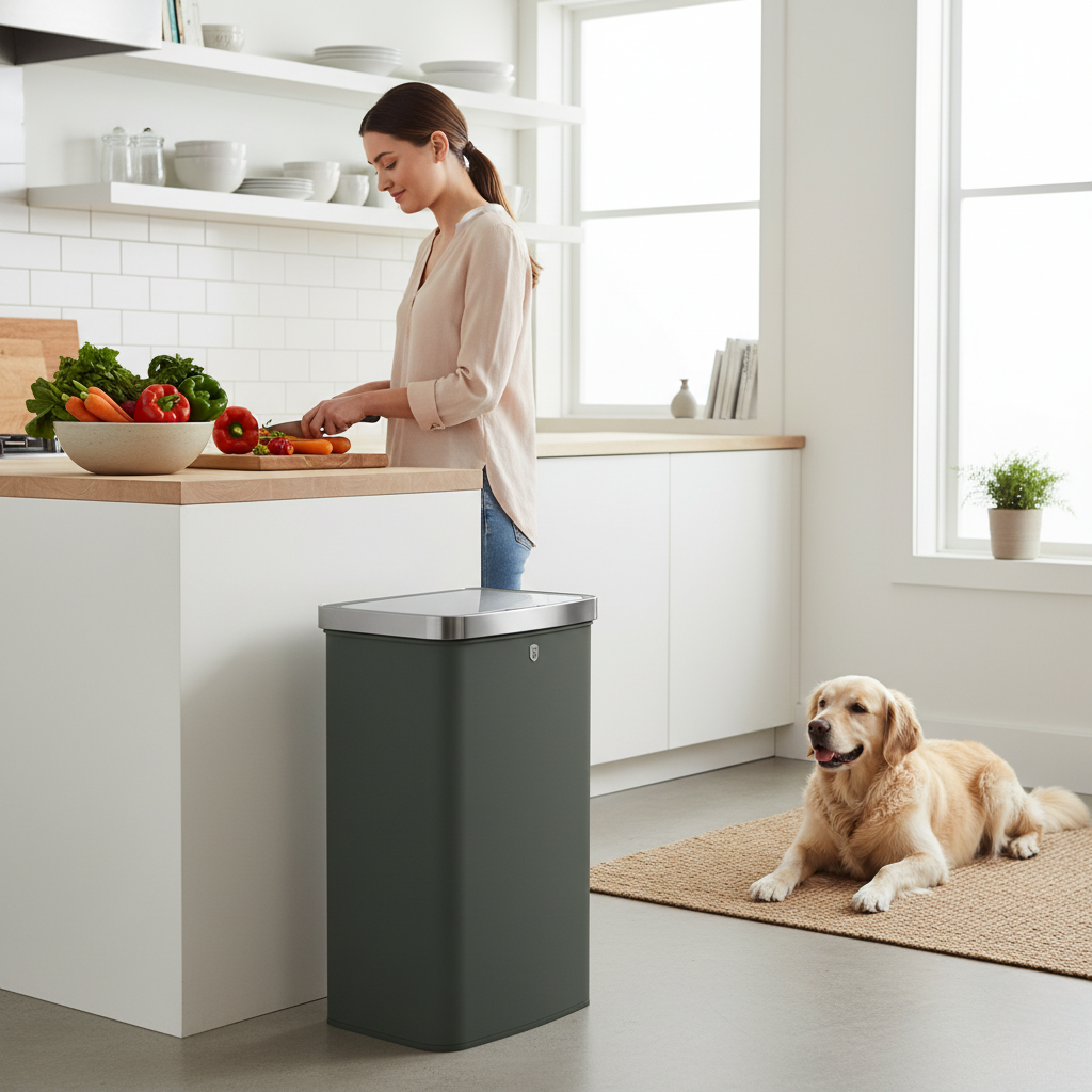 Berlinger Haus 60L Sensor Bin – Matte Green
