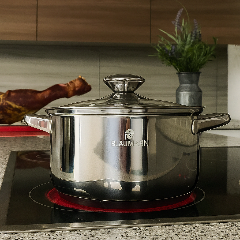 Blaumann 24cm Stainless Steel Casserole with Lid – Gourmet Line