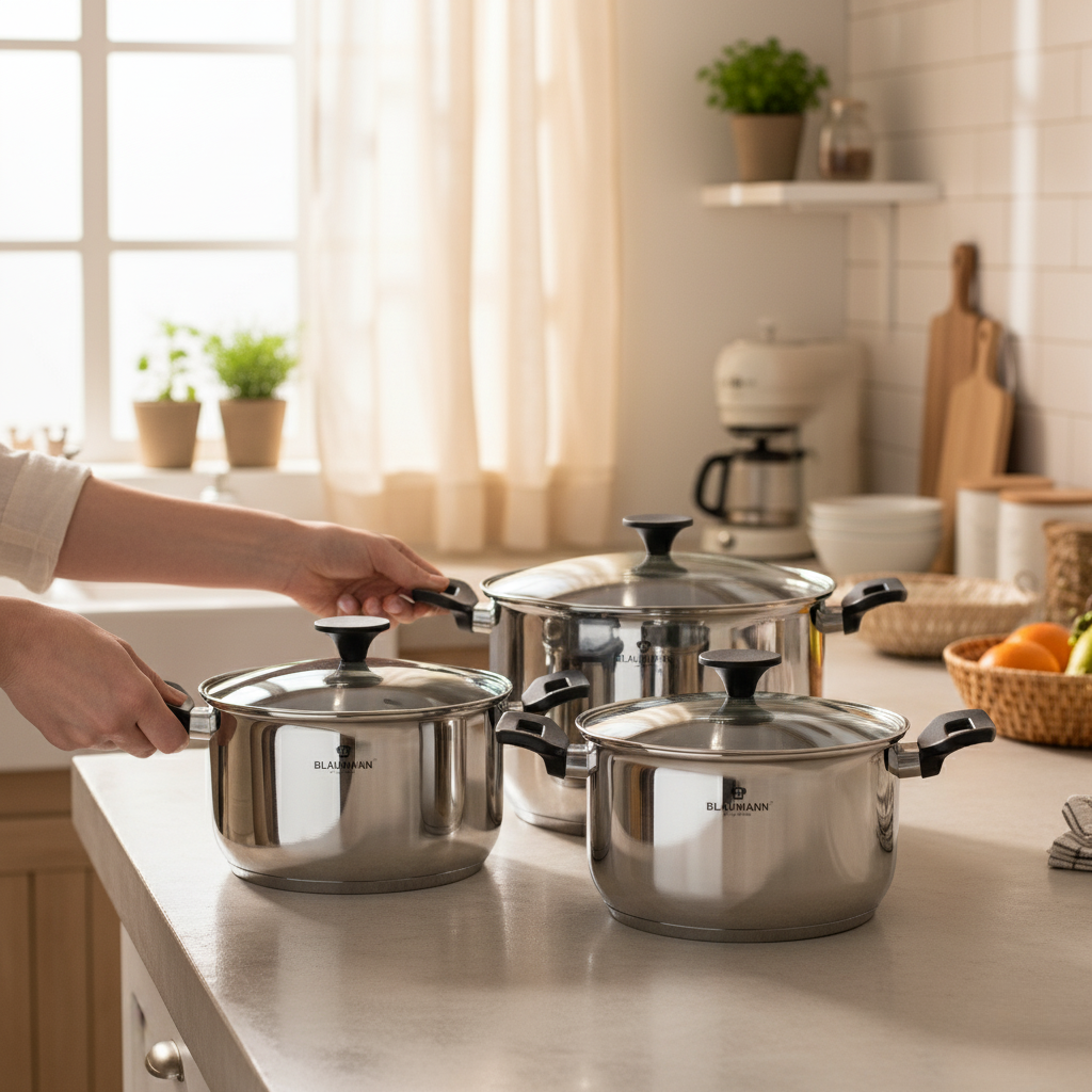 Blaumann 6-Piece Stainless Steel Cookware Set - Gourmet Line