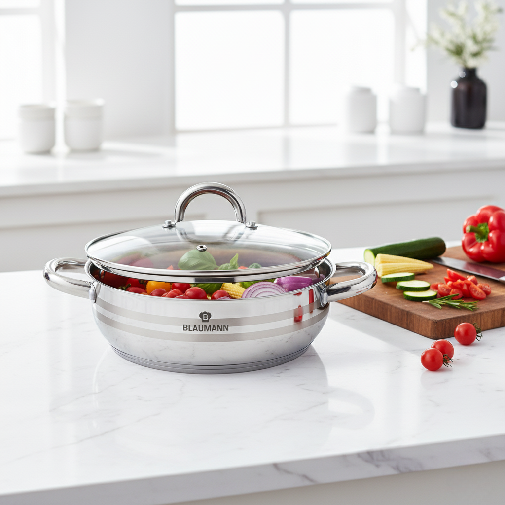Blaumann 20cm Stainless Steel Shallow Pot – Gourmet Line