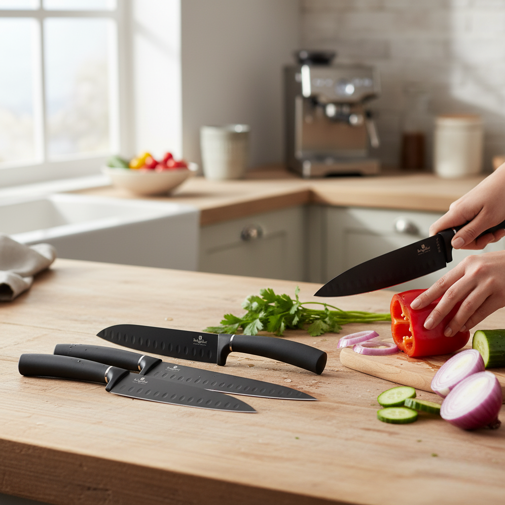 Berlinger Haus 6 Piece Titanium Coating Knife Set - Black