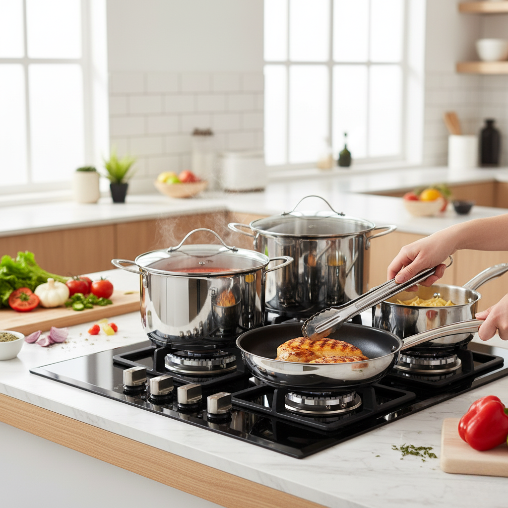 Berlinger Haus 12-Piece Stainless Steel Cookware set, Silver Jewellery Collection