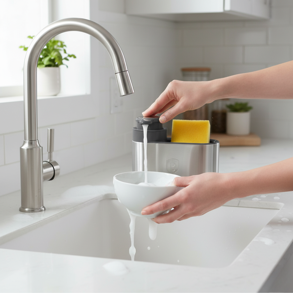 Berlinger Haus Soap Dispenser with Sponge Holder – Anthracite