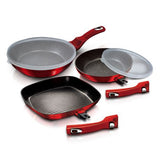 Berlinger Haus 5-Piece Marble Coating Smart Lid Fry & Grill Pan Set - Burgundy Metallic