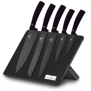 Berlinger Haus 6-Piece Titanum Coating Knife Set with Stand - Purple