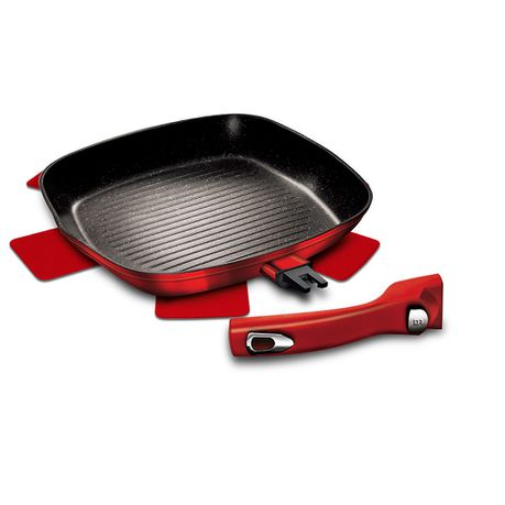 Berlinger Haus 28cmMarble Coating Grill Pan with Detachable Handle - Burgundy Metallic