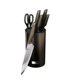 Berlinger Haus 7-Piece Non-Stick Knife Set with Stand - Shiny Black