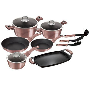 Berlinger Haus 12+2 Pieces Marble Coating Cookware Set - i-Rose Edition