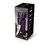 Berlinger Haus 7-Piece Non-Stick Knife Set with Stand - Purple Eclipse