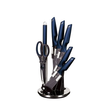 Berlinger Haus 8-Piece Non-Stick Knife Set with Acrylic Stand - Aquamarine