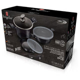 Berlinger Haus 6-Piece Marble Coating Smart Lid Cookware Set - Carbon Pro