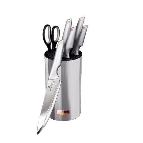 Berlinger Haus 7-Piece Non-Stick Knife Set with Stand - MoonLight