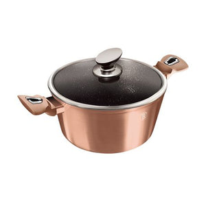 Berlinger Haus 24cm Marble Coating Casserole with Lid - Rose Gold Metallic Line