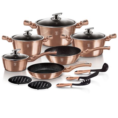 Berlinger Haus 15 Piece Marble Coating Cookware Set - Rose Gold Edition
