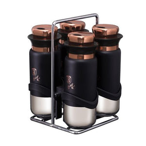 Berlinger Haus 5 Piece Steel and Glass Spice Shaker Set - Black Rose Collectiom