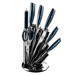 Berlinger Haus 8 Piece Stainless Steel Knife Set with Stand - Aquamarine