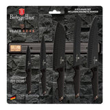 Berlinger Haus 6 Piece Non - Stick Knife Set with Magnetic Hanger Black Rose