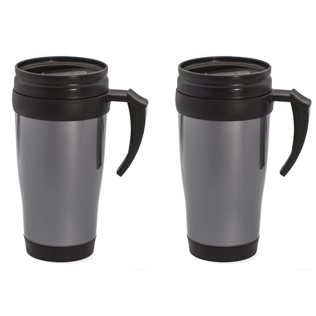 Blaumann 400ml Stylish Plastic Travel Mug - Carbon (Set of 2)