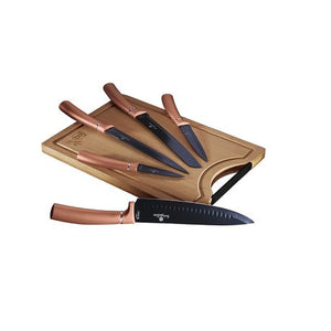 Berlinger Haus 6-Piece Knife Set with Bamboo Cutting Board - Rose Gold