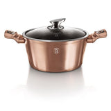 Berlinger Haus 24cm Marble Coating Casserole with Lid - Rose Gold Metallic Line