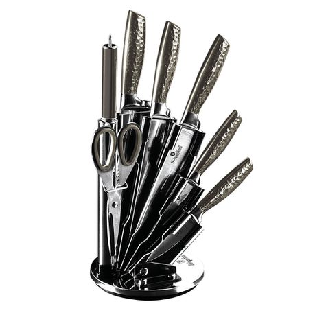 Berlinger Haus 8 Piece Stainless Steel Knife Set with Stand - Carbon Metallic