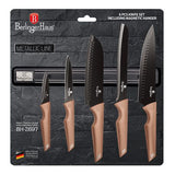 Berlinger Haus 6-Piece Non-Stick Knife Set with Magnetic Hanger - Rose Gold