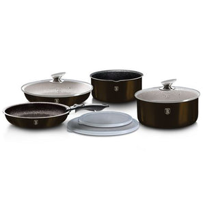 Berlinger Haus 9-Piece Marble Coating Smart Lid Cookware Set - Shiny Black