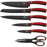 Berlinger Haus 7-Piece Non-Stick Knife Set With Steel Stand - Burgundy