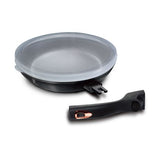 Berlinger Haus 24cm Marble Coating Fry Pan with Lid and Detachable Handle - Black Rose