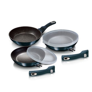 Berlinger Haus 5-Piece Marble Coating Smart Lid Frypan Set - Aquamarine