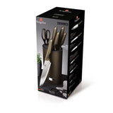 Berlinger Haus 7-Piece Non-Stick Knife Set with Stand - Shiny Black