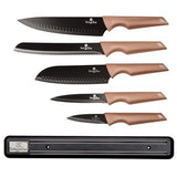 Berlinger Haus 6-Piece Non-Stick Knife Set with Magnetic Hanger - Rose Gold