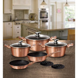 Berlinger Haus 10 Piece Marble Coating Cookware Set - Rose Gold Metallic Line