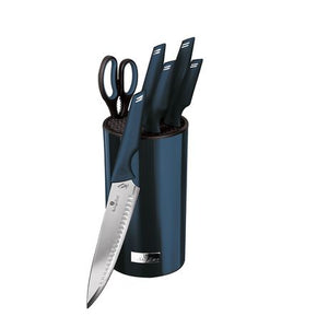 Berlinger Haus 7-Piece Non-Stick Knife Set with Stand - Aquamarine