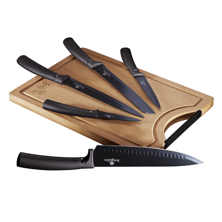 Berlinger Haus 6-Piece Knife Set with Bambo Cutting Board - Carbon Pro