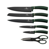 Berlinger Haus 7-Piece Non-Stick Knife Set with Steel Stand - Emerald Green