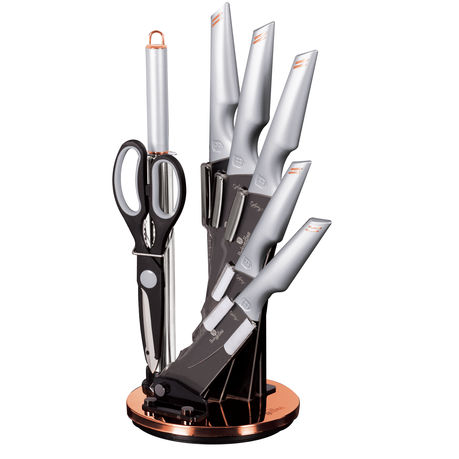 Berlinger Haus 8-Piece Non-Stick Knife Set with Acrylic Stand - Moon Light