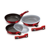 Berlinger Haus 5-Piece Marble Coating Smart Lid Frypan Set - Burgundy Metallic