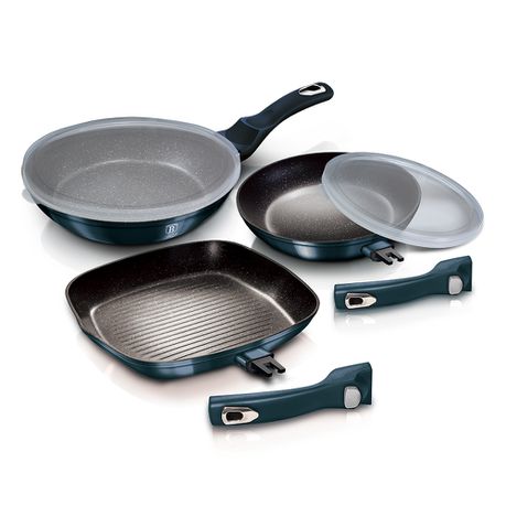 Berlinger Haus 5-Piece Smart Lid Detachable Handle Frypan Set - Aquamarine