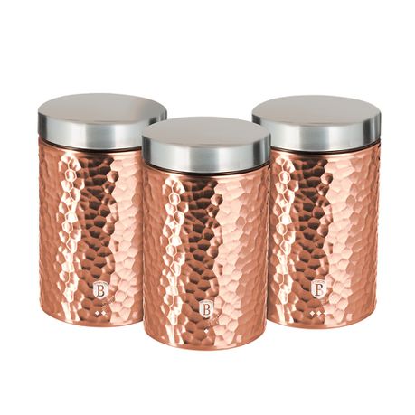 Berlinger Haus 3 Piece Stainless Steel Canister tin - Rose Gold
